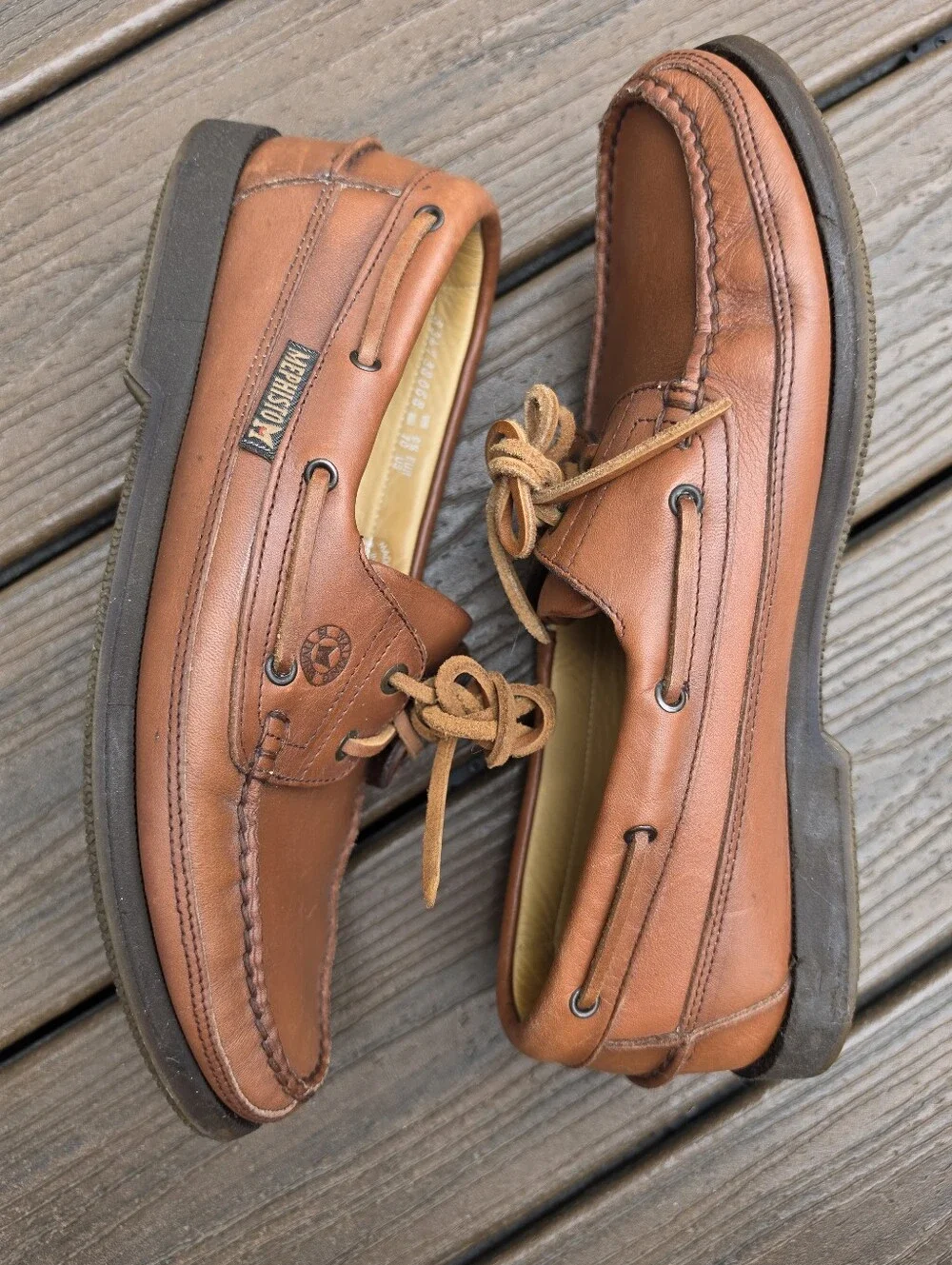Mephisto Hurrikan Spinnaker Moc Toe Boat Shoes Hazelnut Leather Size 10